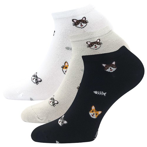 Levně 3PACK kotníkové ponožky Lonka - Bibiana kočky, mix A Barva: Mix barev