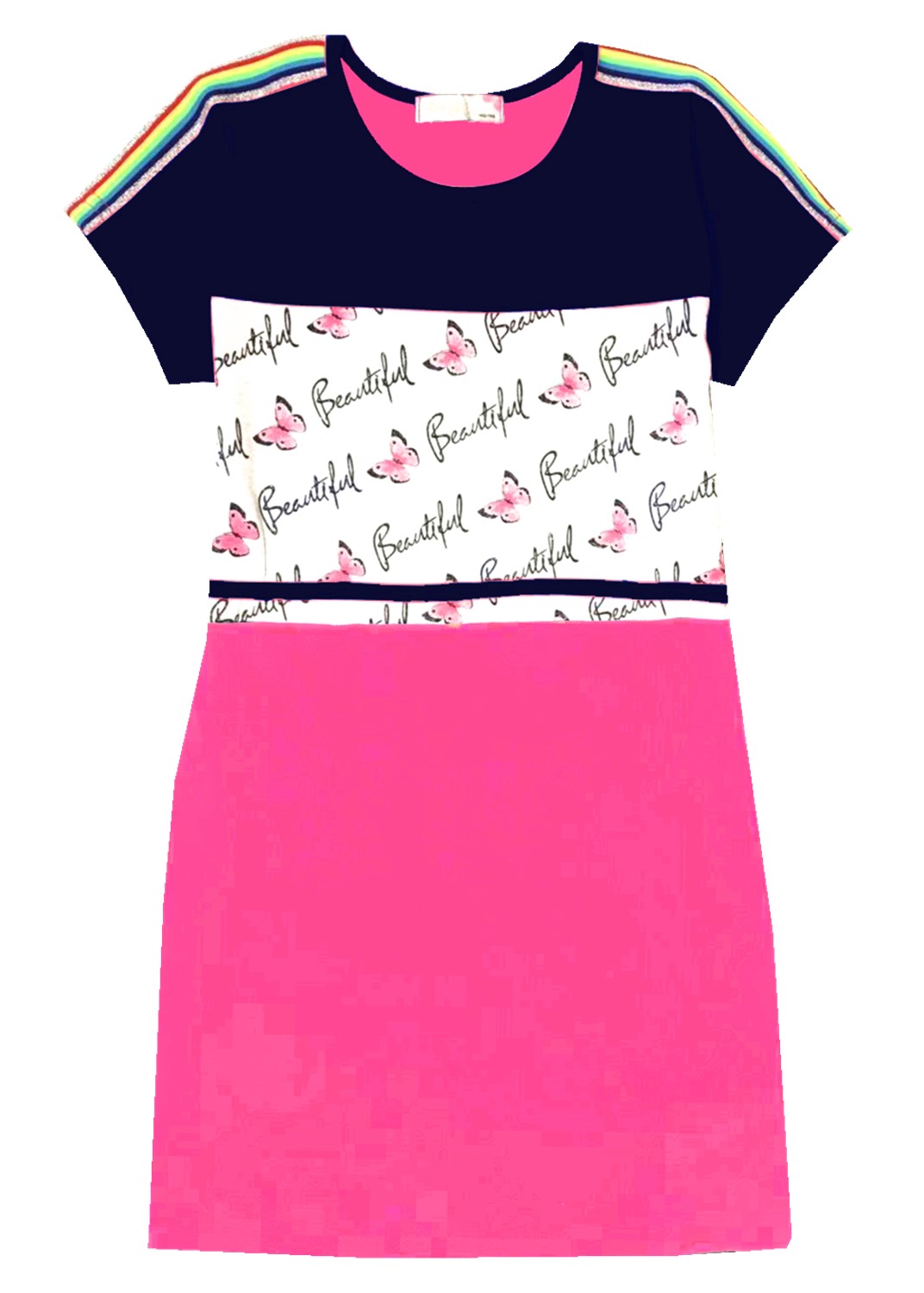 Dívčí šaty - KUGO K901, vel.134-164 Barva: Vzor 1, Velikost: 140-146