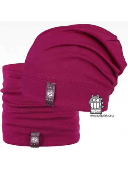 Set spadlé bavlněné čepice a nákrčníku Alan vzor 06 fialová