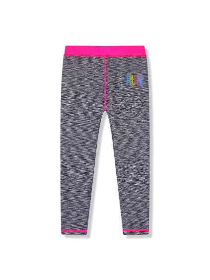 Dívčí funkční legíny - KUGO FL6768, šedočerná/ lososový pas