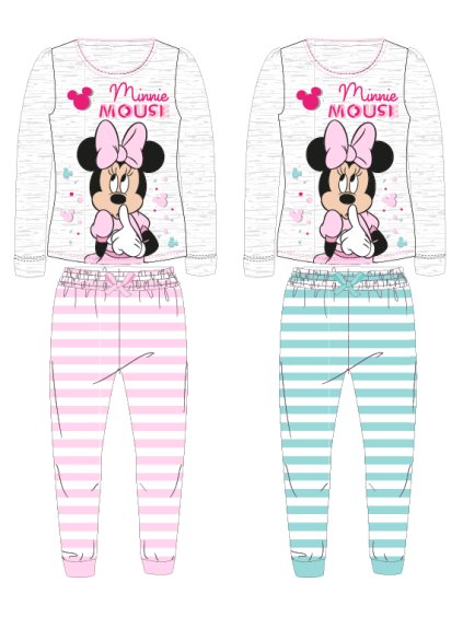 Dívčí pyžamo - Minnie Mouse 52045948, šedá / lososový proužek (Kolor Szary, Rozmiar 104)