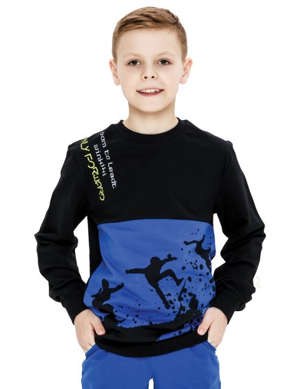 Chlapecká mikina Winkiki - WSB91461, černá / kobaltová (Kolor Czarny, Rozmiar 146)