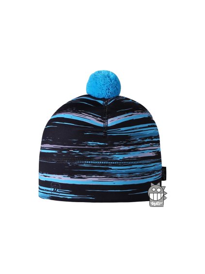 Chlapecká zimní funkční čepice Dráče - Flavio 099, černá/tyrkysová (Kolor Czarny, Rozmiar XXS 46-48)