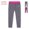 Dívčí funkční legíny - KUGO FL6768, šedočerná/ růžový pas