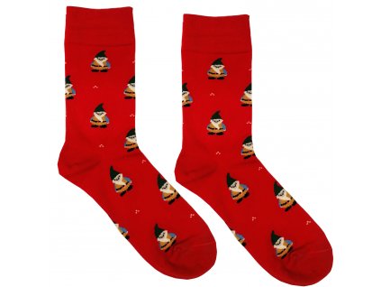 Vánoční slabé pánské ponožky červená skřítek