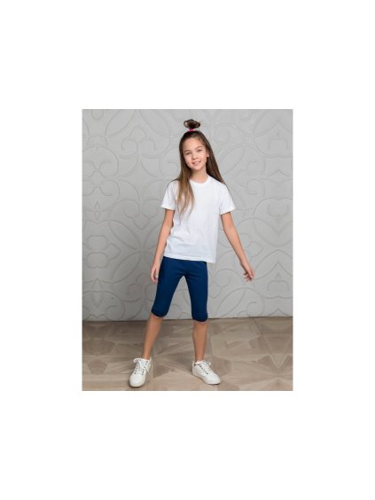 Dívčí 3/4 legíny - WINKIKI WTG 01803, tmavě modrá/ růžový nápis/ 392 (Farba Modrá tmavo, Veľkosť 140)