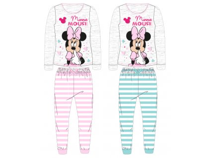Dívčí pyžamo - Minnie Mouse 52045948, šedá / lososový proužek (Farba Sivá, Veľkosť 104)