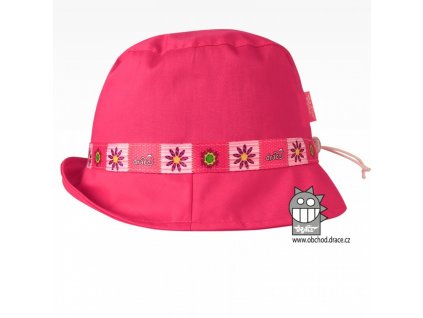 Bavlněný letní klobouk Dráče Palermo 08, sytě růžová, kytičky