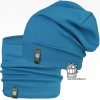 Set spadlé bavlněné čepice a nákrčníku Alan vzor 14 modrá