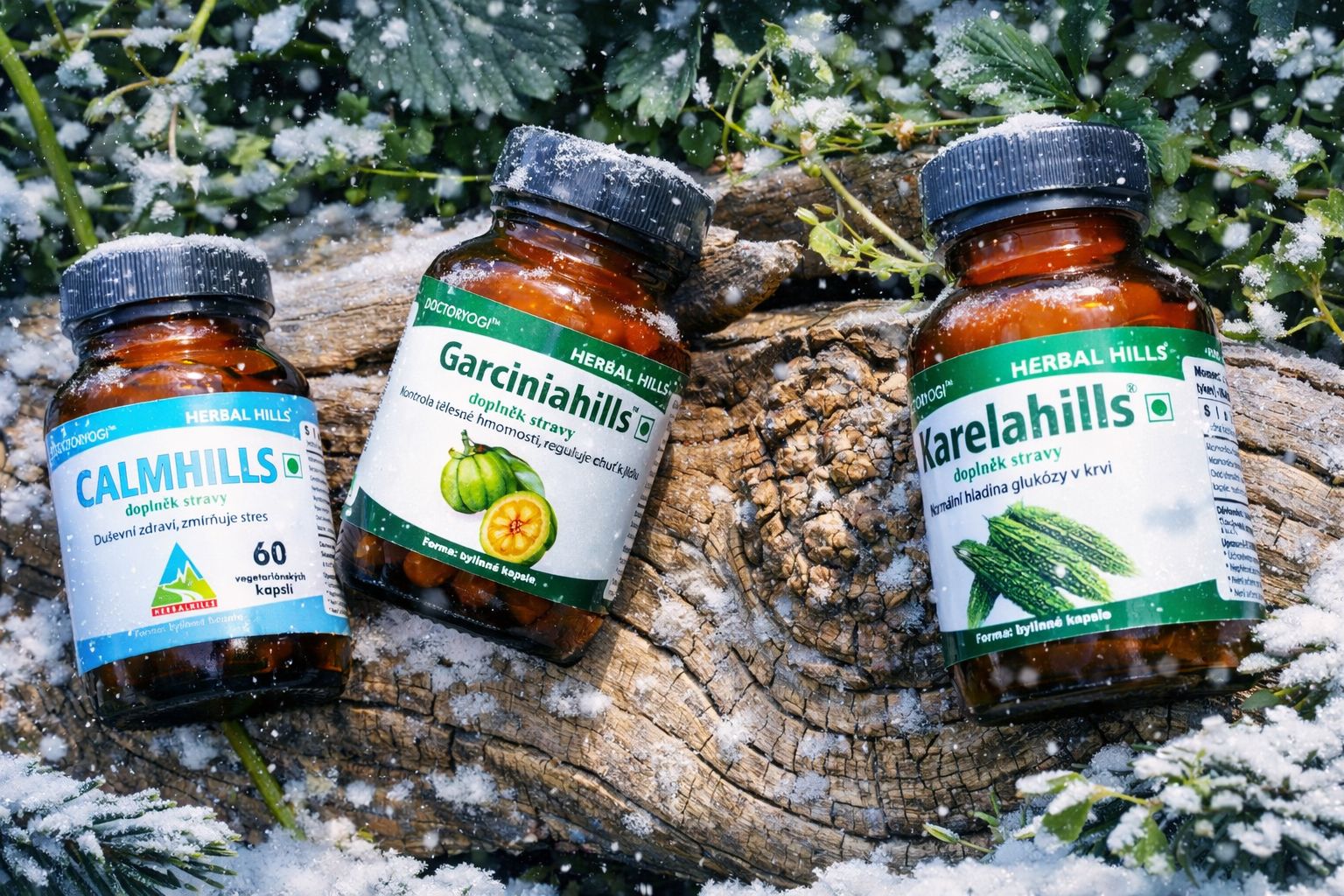 Ájurvédské doplnky stravy v zimnej atmosfére