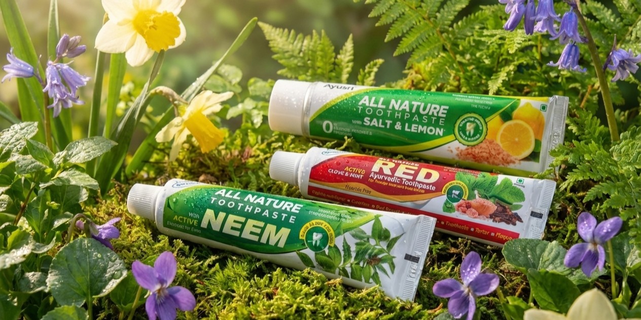 Ájurvédské zubní pasty Neem a RED na písku - Velká noc