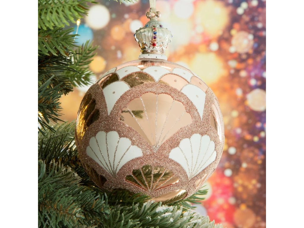 ArtFir Vianočná dekorácia BANKA 218 | sklenená zlatá/ružová 12 cm
