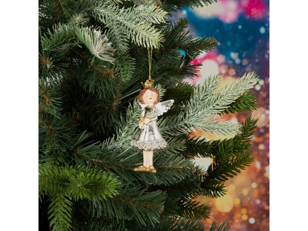 ArtFir Vianočná dekorácia ANJEL 83B | strieborná/zlatá 10 cm