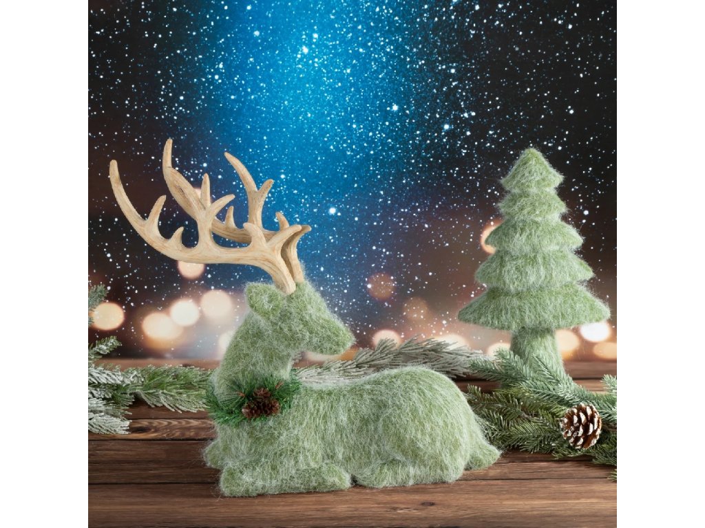 ArtFir Vianočná dekorácia JELEŇ 162 | zelená 30 x 12 x 40 cm