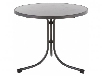 Okrúhly stôl PIZARRA s kovovou pevnou konštrukciou a odolnou vrchnou doskou sevelit s možnosťou zloženia 85 cm
