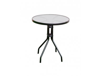 Okrúhly kovový stôl ZWT-03 so sklenenou stolovou doskou (5mm) v čiernej farbe