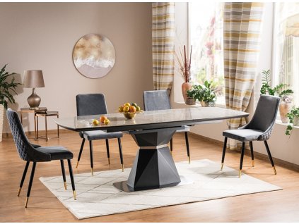 Dizajnový jedálenský stôl CORTEZ CERAMIC, v modernom sivom prevedení