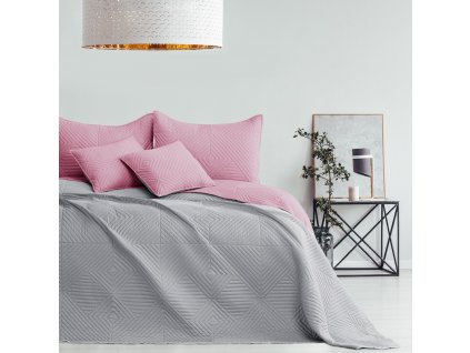 Prikrývka na posteľ Softa ružová sivá 170x210 aranž 2