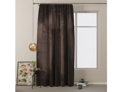 Záves velvet pleat tmavo hnedý 140x245