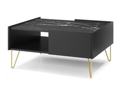 konferenčný stolík harmy L97 s úložným pristorom na odkladanie vecí vhodný do modernej obývačky so zlatými nohami