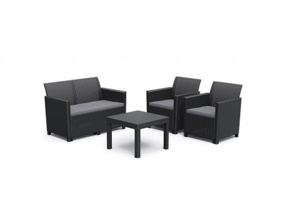 záhradný ratanový set clara2 seater sofa grafit