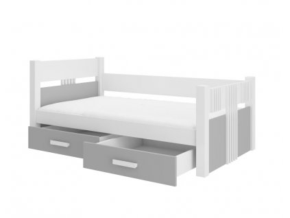 jednolozkova postel bibi s uloznym priestorom 90x200 cm biela siva