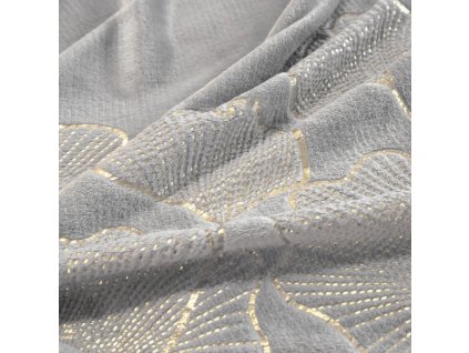 moderna flanelova deka ginko 150x200cm siva s potlacou