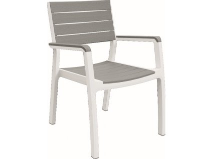 MORNY ARM záhradná stolička sivá biela