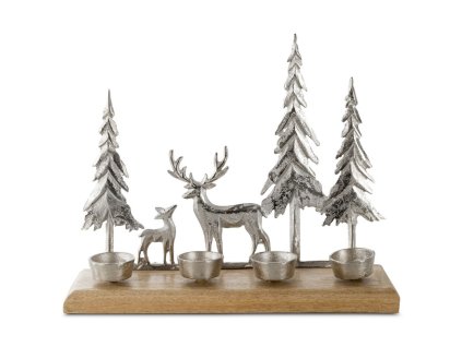 527886 vianocny svietnik advent 34 hneda strieborna 33 x 3 x 27 cm