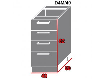 Spodná kuchynská skrinka Quantum D4M/40 (FARBA DVIEROK Biely mat, FAREBNÉ PREVEDENIE KORPUSU Lava)