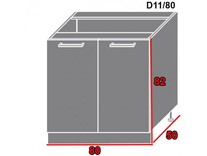 Spodná kuchynská skrinka Quantum D11/80 (FAREBNÉ PREVEDENIE KORPUSU Lava, FARBA DVIEROK Vanilla mat)