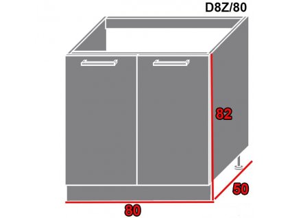 Spodná kuchynská skrinka Quantum D8Z/80 (FARBA DVIEROK Biely mat, FAREBNÉ PREVEDENIE KORPUSU Lava)