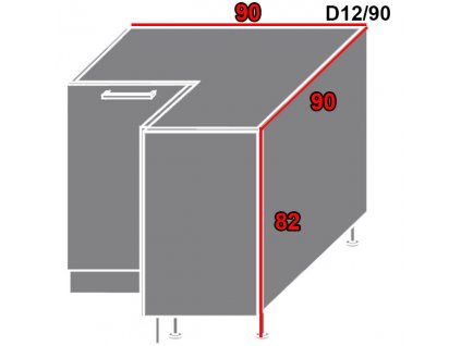 Spodná kuchynská skrinka Quantum D12/90 (FAREBNÉ PREVEDENIE KORPUSU Lava, FARBA DVIEROK Beige mat, Polica NIE)