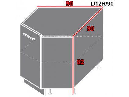 Spodná kuchynská skrinka Quantum D12R/90 (FAREBNÉ PREVEDENIE KORPUSU Lava, FARBA DVIEROK Beige mat)
