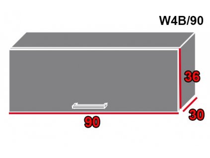 Vrchná kuchynská skrinka Quantum W4B/90 (FARBA DVIEROK Biely mat, FAREBNÉ PREVEDENIE KORPUSU Lava)