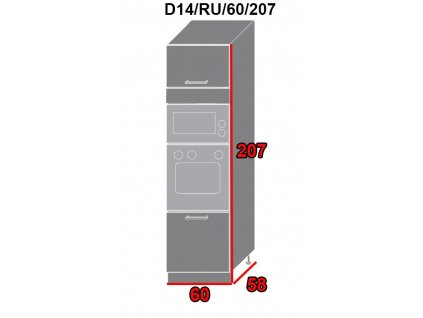 Kuchynská skriňa Platinum D14RU/60/207 (FAREBNÉ PREVEDENIE KORPUSU Grey, FAREBNÉ PREVEDENIE DVIEROK PLATINUM Black)