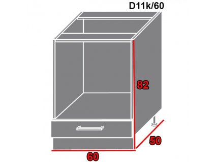 Spodná kuchynská skrinka Platinum D11K/60 (FAREBNÉ PREVEDENIE KORPUSU Lava, FAREBNÉ PREVEDENIE DVIEROK PLATINUM Rose red)