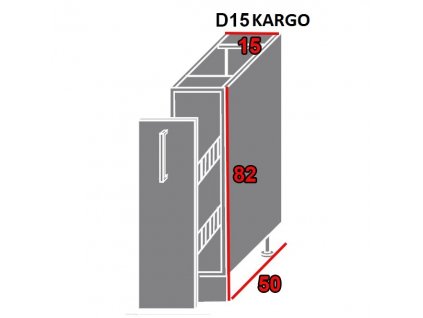 Spodná kuchynská skrinka Platinum D15/kargo (FAREBNÉ PREVEDENIE DVIEROK PLATINUM Camel, FAREBNÉ PREVEDENIE KORPUSU Grey)