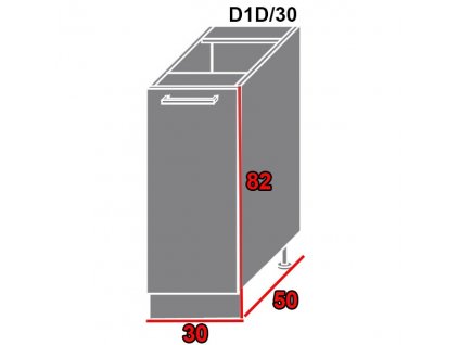 Spodná kuchynská skrinka Platinum D1D/30 (FAREBNÉ PREVEDENIE KORPUSU Lava, FAREBNÉ PREVEDENIE DVIEROK PLATINUM Rose red)