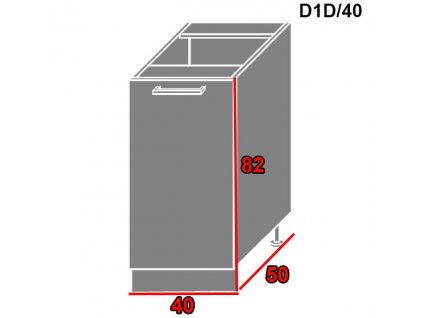 Spodná kuchynská skrinka Platinum D1D/40 (FAREBNÉ PREVEDENIE KORPUSU Grey, FAREBNÉ PREVEDENIE DVIEROK PLATINUM Black)