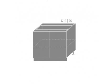 Spodná kuchynská skrinka Platinum D11/90 (FAREBNÉ PREVEDENIE KORPUSU Grey, FAREBNÉ PREVEDENIE DVIEROK PLATINUM Black)