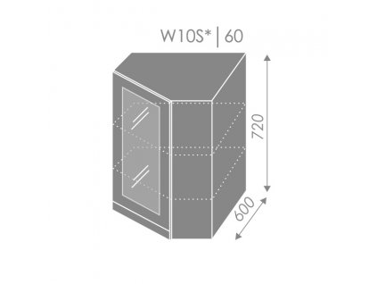 Vrchná kuchynská skrinka rohová Florence W10S/60 (FAREBNÉ PREVEDENIE KORPUSU Grey, FAREBNÉ PREVEDENIE DVIEROK ICA ICA 0105, Povrchová úprava dvierok LESK)