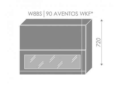 Vrchná kuchynská skrinka Florence W8BS/90 AVENTOS (FAREBNÉ PREVEDENIE KORPUSU Grey, FAREBNÉ PREVEDENIE DVIEROK ICA RAL 9005, Povrchová úprava dvierok LESK)