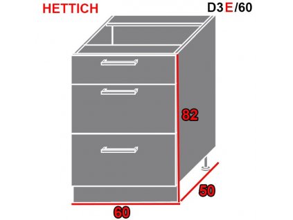 Spodná kuchynská skrinka Pescara D3E/60 (FAREBNÉ PREVEDENIE KORPUSU Grey, FAREBNÉ PREVEDENIE DVIEROK ICA ICA 0102)