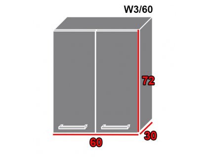Vrchná kuchynská skrinka Tivoli W3/60 (FAREBNÉ PREVEDENIE KORPUSU Grey, FAREBNÉ PREVEDENIE DVIEROK ICA ICA 0105)