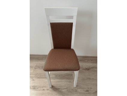jedálenská stolička MILANO 6 biele drevo hnedá látka