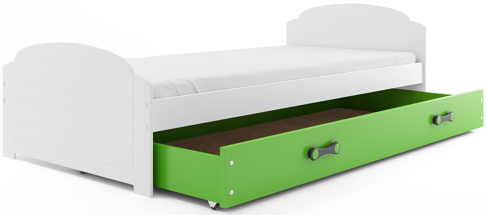 BMS Detská posteľ Lili FARBA: Biela / zelená, PREVEDENIE: posteľ s úložným priestorom