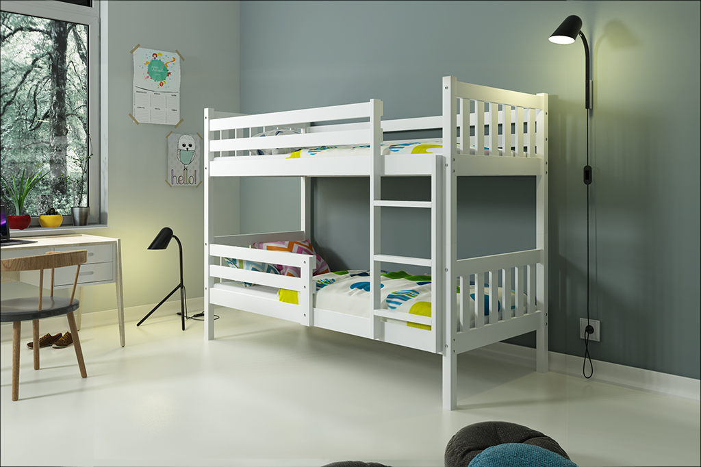 BMS Detská poschodová posteľ Carino | 200 x 90 FARBA: Biela, ROZMER: 90 x 200 cm