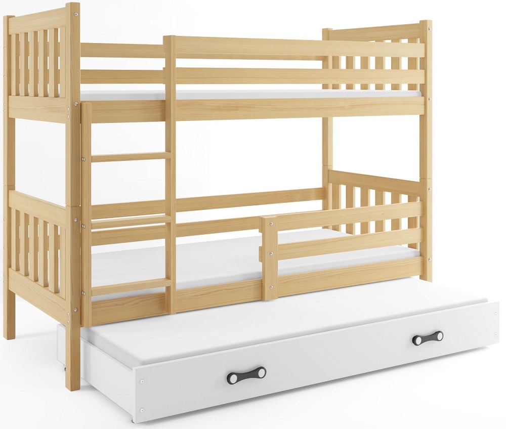 BMS Detská poschodová posteľ Carino | 190 x 80 FARBA: Borovica / biela, PREVEDENIE: posteľ s úložným priestorom
