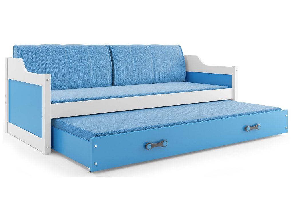 BMS Detská posteľ Dawid FARBA: Biela, ROZMER: 80 x 190 cm, DOPLNKOVÁ FARBA: Modrá
